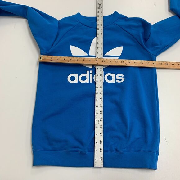 Adidas Sweatshirt Womens S Small Blazblue Pullover Trefoil Crewneck Long Sleeve - Picture 7 of 14